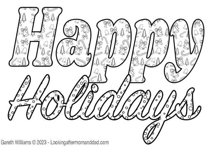Happy Holidays Coloring Page 7