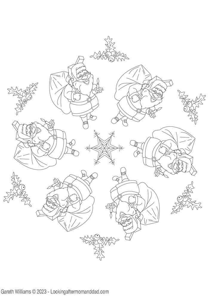 Father Christmas Mandala Coloring Page