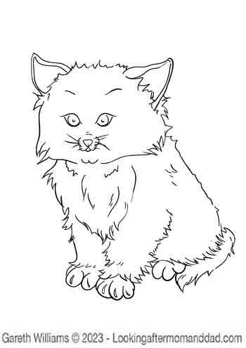 Kitten Coloring Page 10
