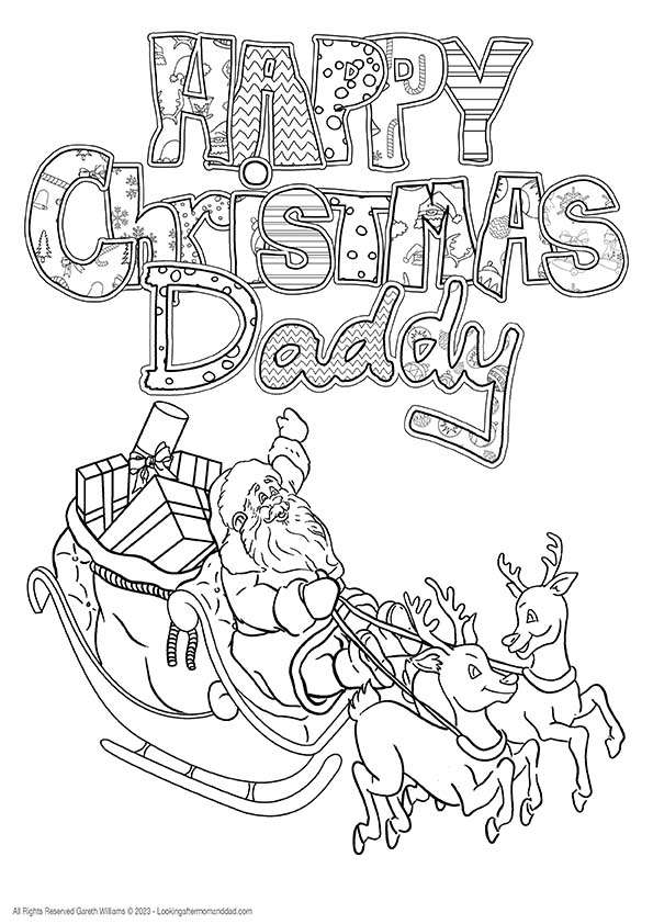 Happy Christmas Daddy Coloring Page 64