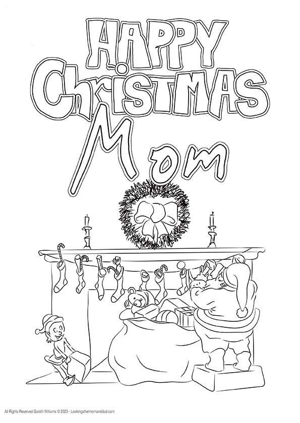 Happy Christmas Mom Coloring Page 10