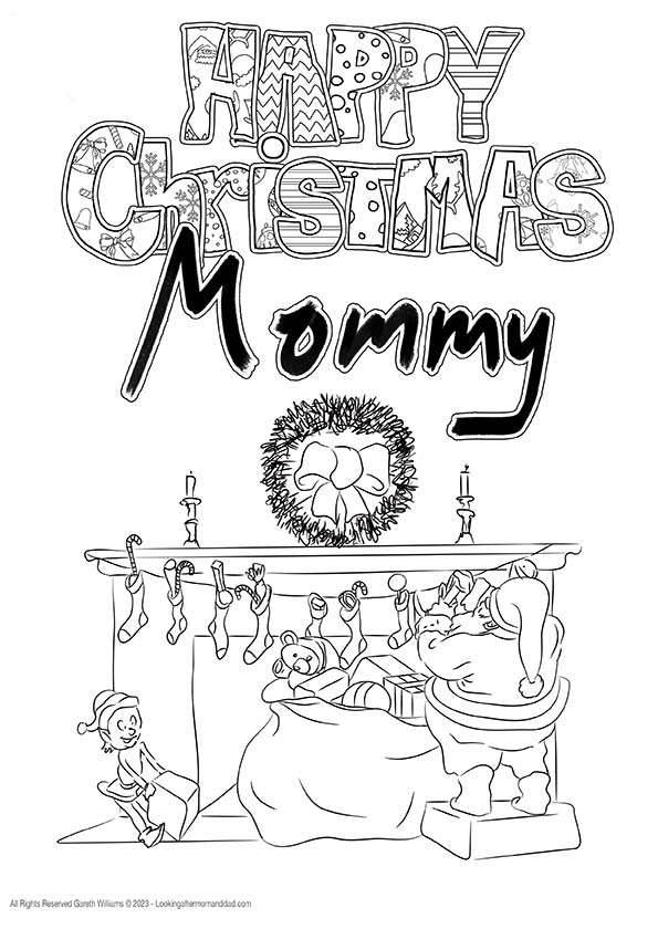 Happy Christmas Mommy Coloring Page 10