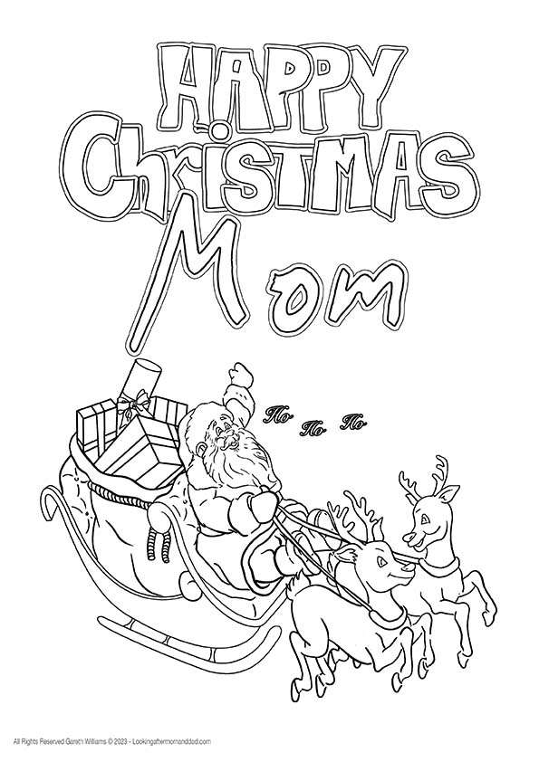 Happy Christmas Mom Coloring Page 9