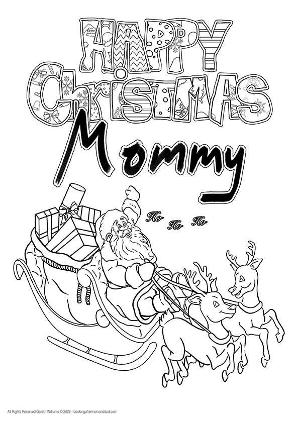 Happy Christmas Mommy Coloring Page 9